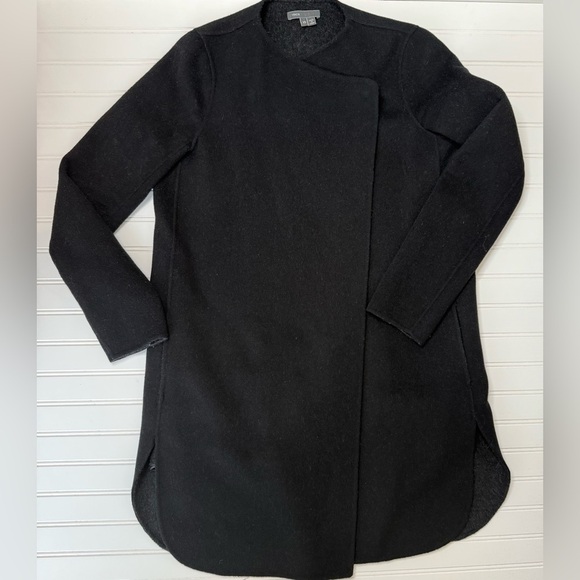 Vince Black Wool Blend Asymmetric Jacket Coat Womens Overcoat  XS - Picture 1 of 3